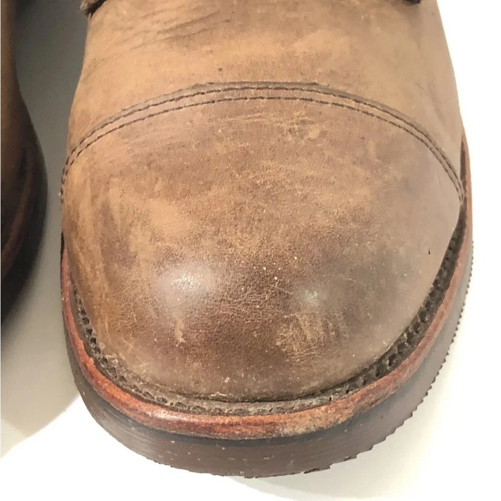 CHIPPEWA X Ll Bean ODRY9 Brown Oil Leather Cap Toe Lace Up Boots